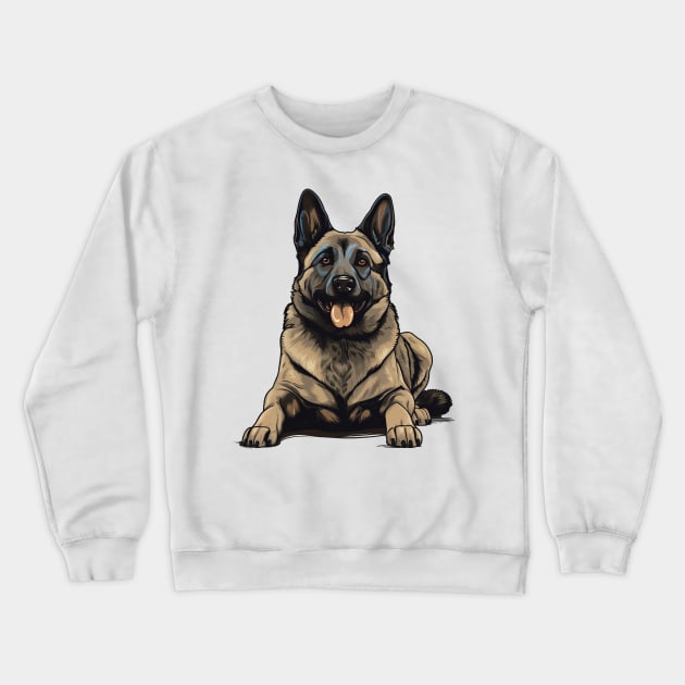 Norwegian Elkhound Dog Illustration Crewneck Sweatshirt by whyitsme